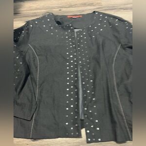 Black Denim  Stud-Accent Women's Jacket- 3X